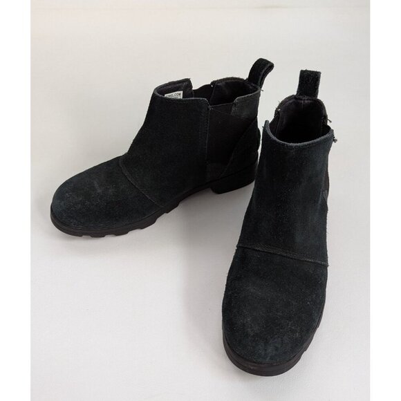 Sorel Emelie Girls Chelsea Boots Metallic Sparkle Waterproof Black Size 2 - Picture 1 of 9